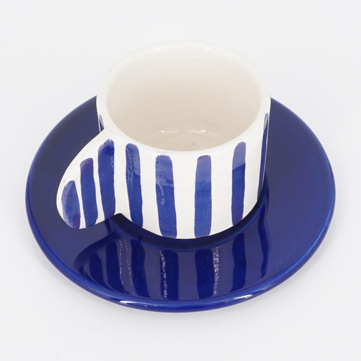 TAZZINA CAFFè CON PIATTINO RIGHE BLU TAZZINA CAFFÈ RIGHE BLU NICOLE