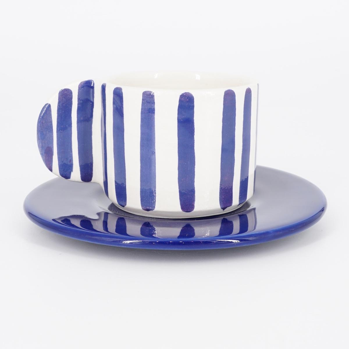 TAZZINA CAFFè CON PIATTINO RIGHE BLU TAZZINA CAFFÈ RIGHE BLU NICOLE
