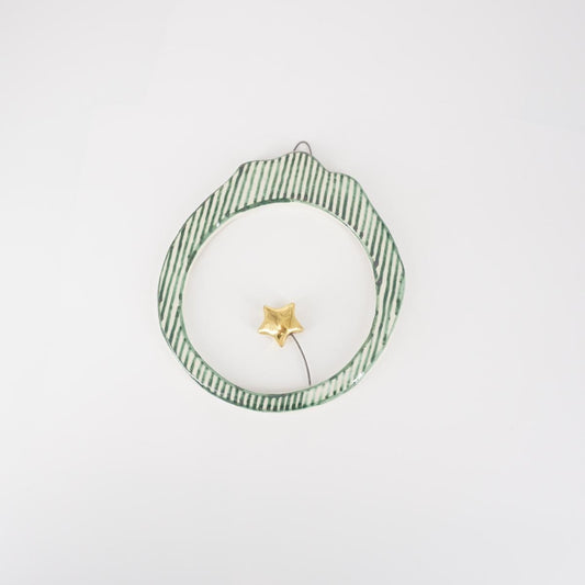 CORNICE M TONDA STELLA ORO RIGHE VERDE CHIARO