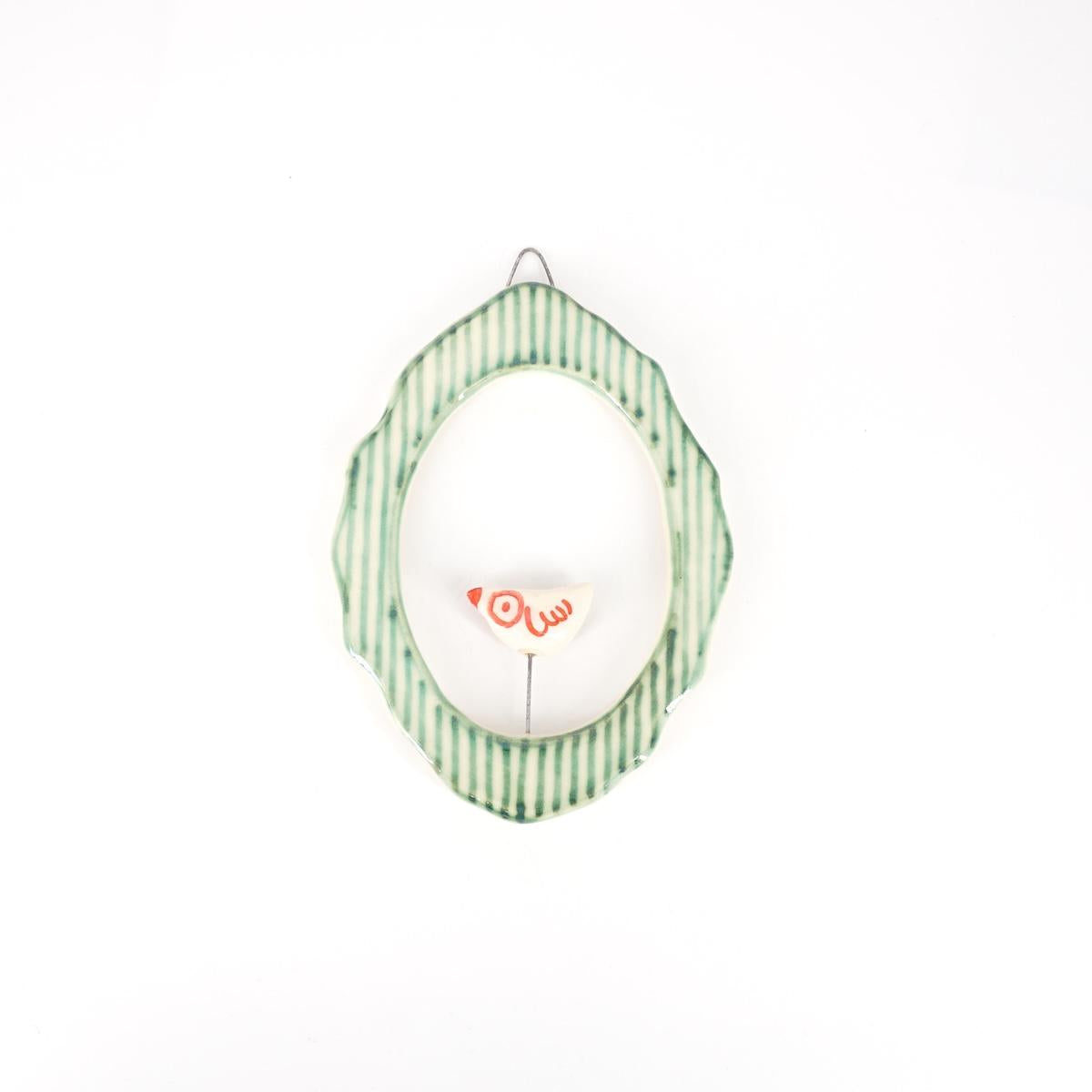 CORNICE S OVALE UCCELLINO RIGHE VERDE