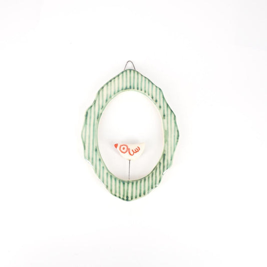 CORNICE S OVALE UCCELLINO RIGHE VERDE