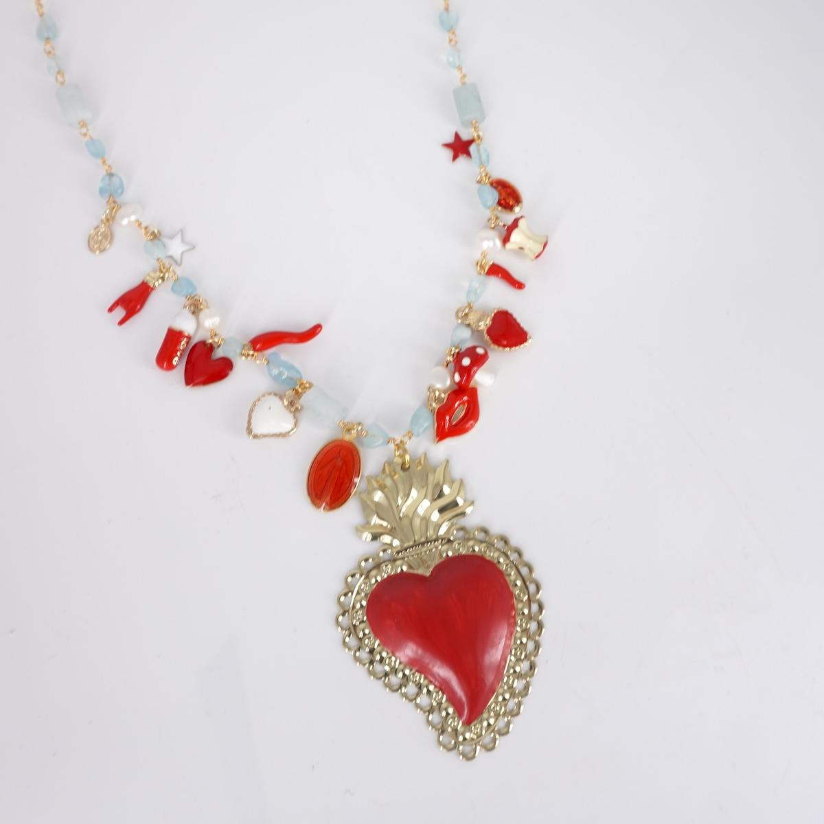 SOPHIE GIOIELLI ROSARIO MULTICHARMSEX VOTO BIG ROSSO