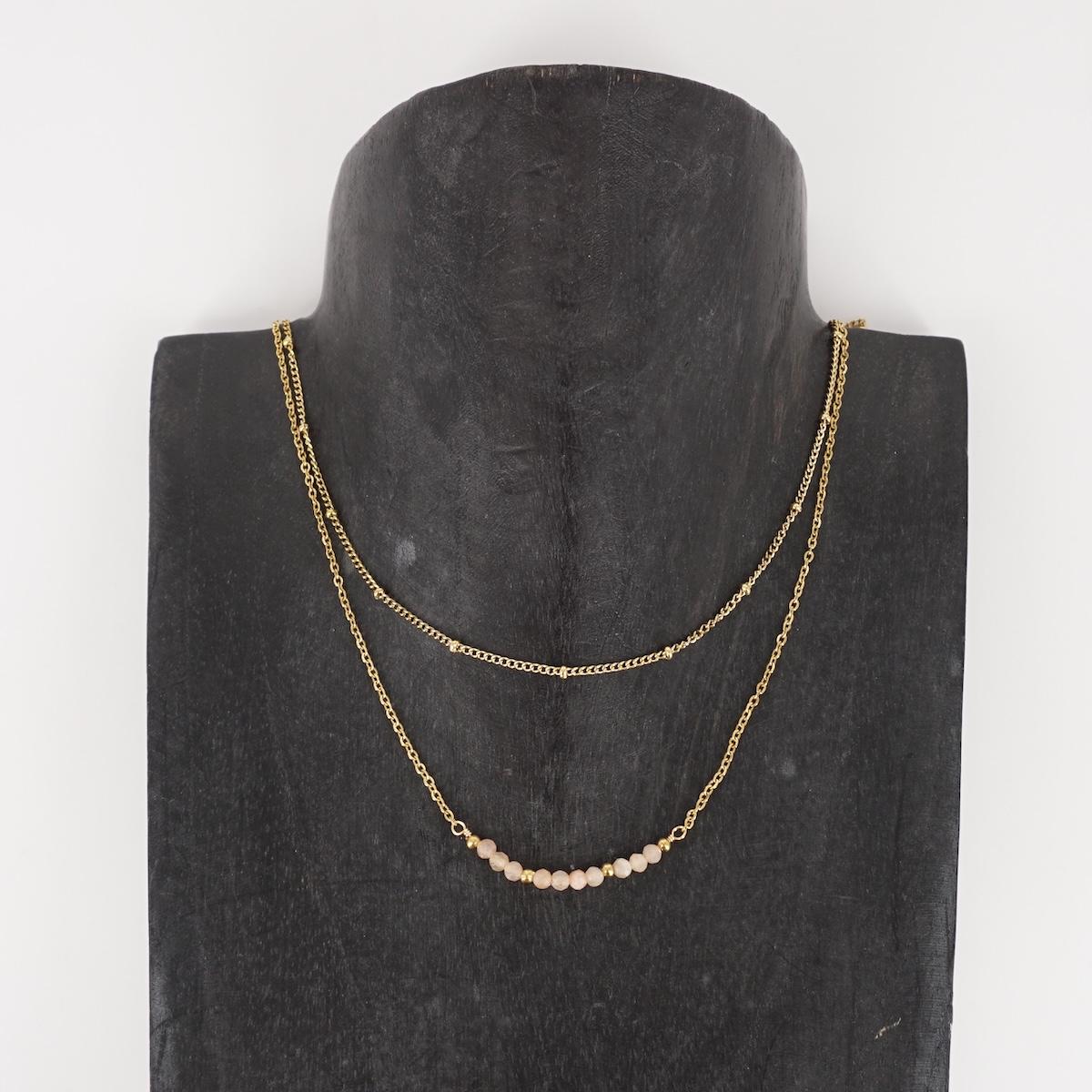 COLLANA DOPPIA CON PERLINE ROSA
