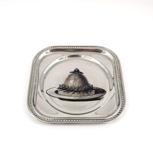 Piattino vintage TORTA DI FRAGOLE QUADRATO STONDATO