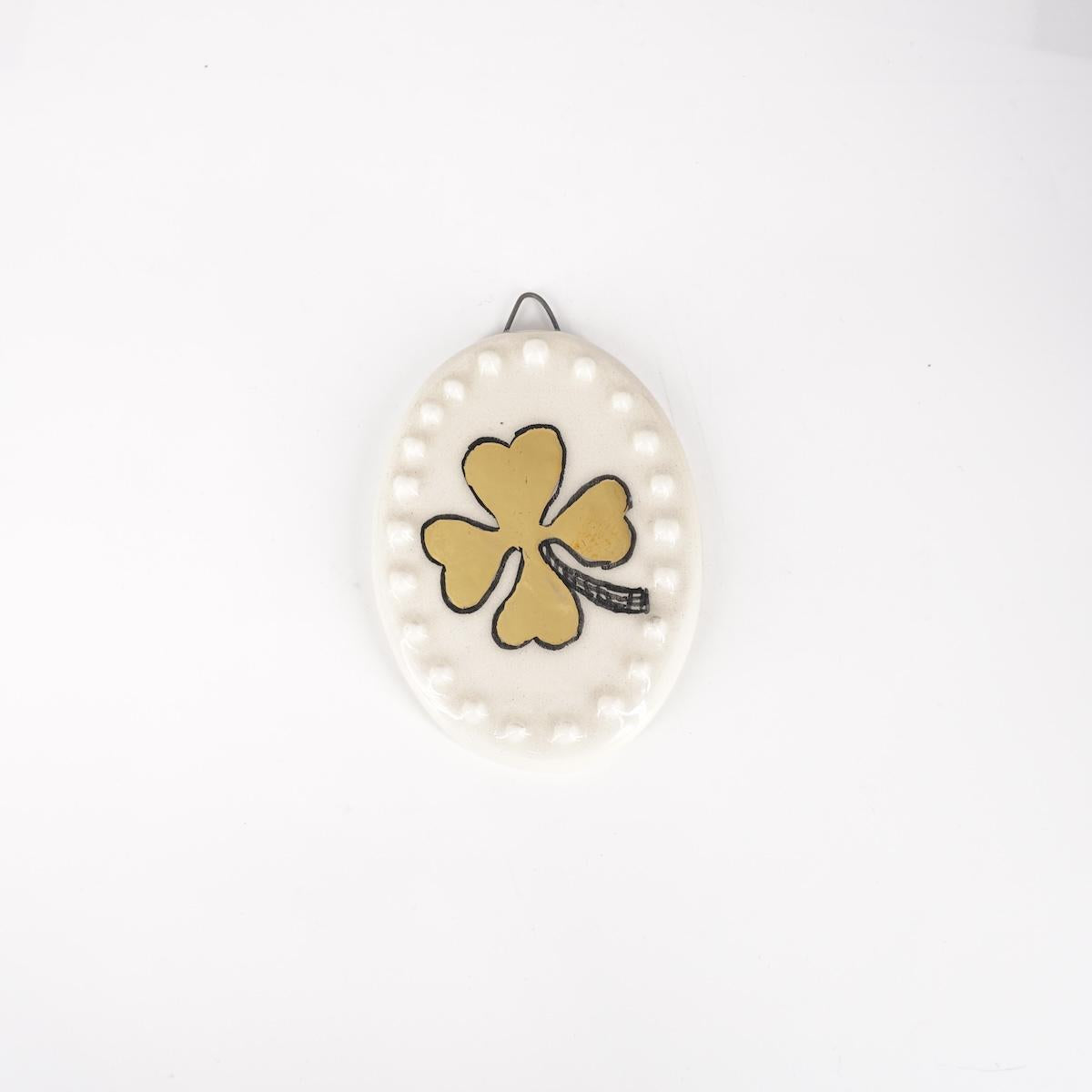 ROSSO RAMINA OVALE QUADRIFOGLIOBIANCO BOLLICINE