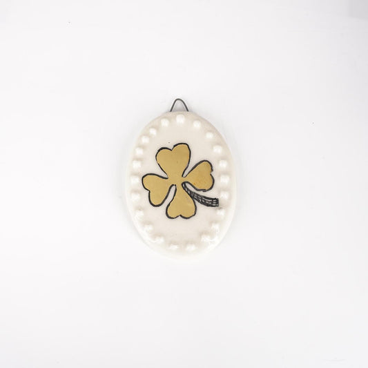 ROSSO RAMINA OVALE QUADRIFOGLIOBIANCO BOLLICINE