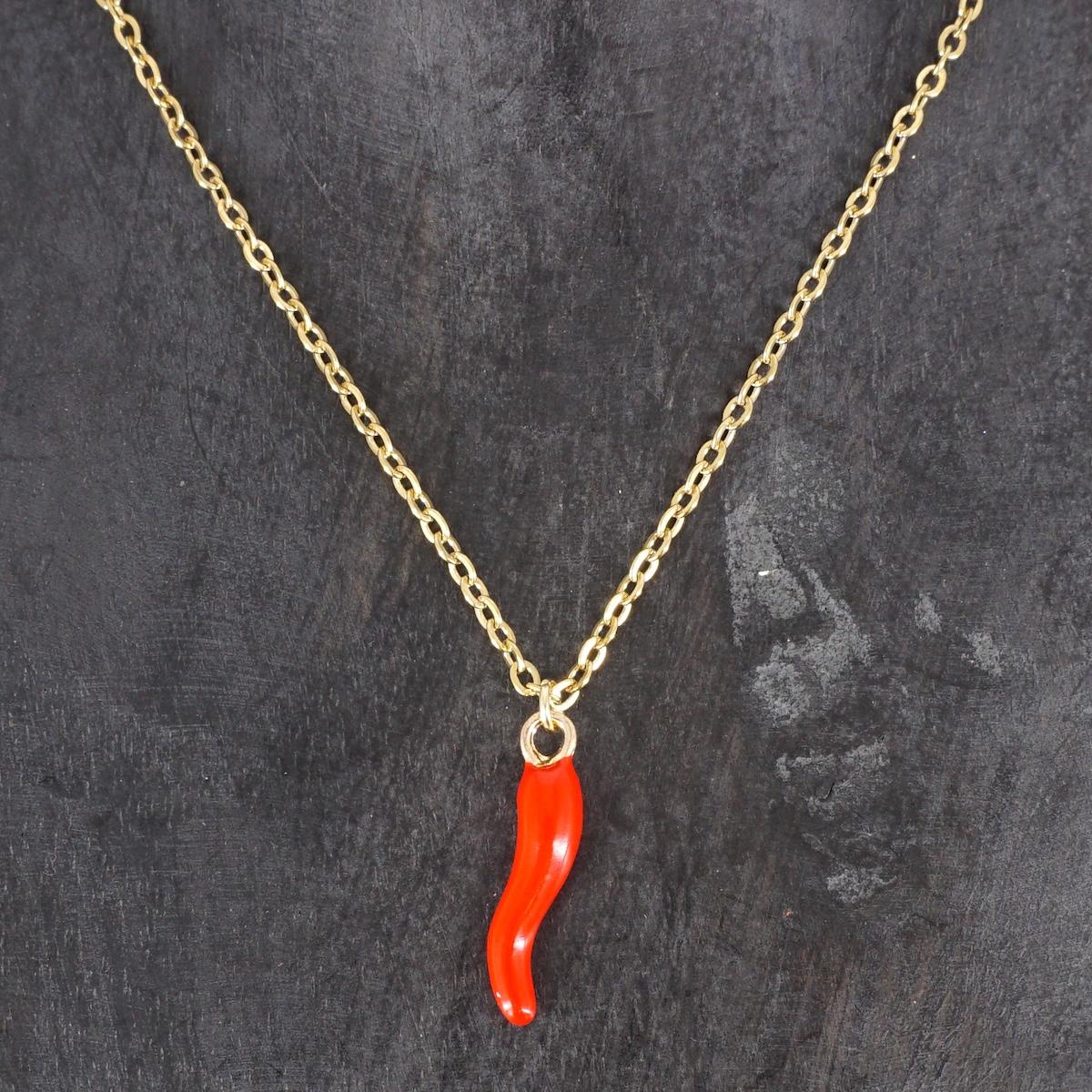 COLLANA CATENINA CORNETTO ROSSO