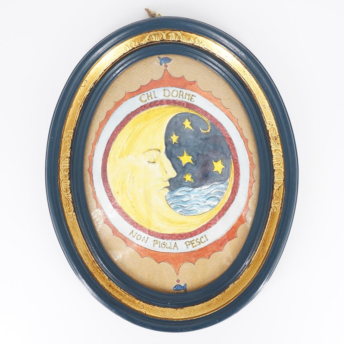 Quadretto CHI DORME NON PIGLIA PESCI BLU E ORO CHI DORME NON PIGLIA CORNICE BLU ORO BIG  CATERINA BERTA