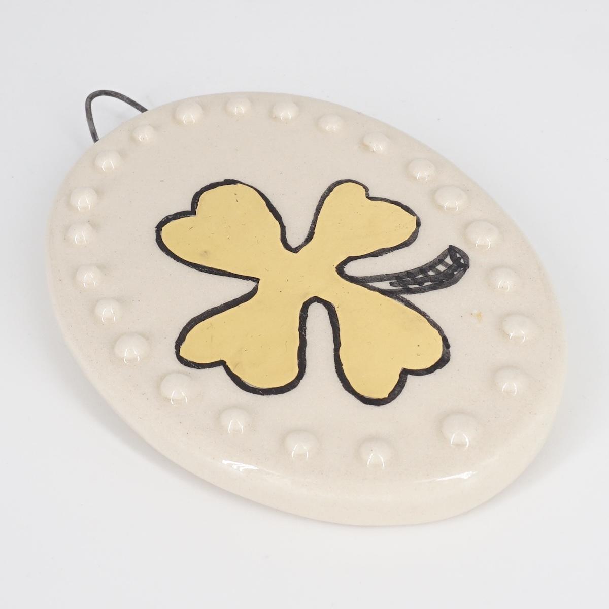 ROSSO RAMINA OVALE QUADRIFOGLIOBIANCO BOLLICINE