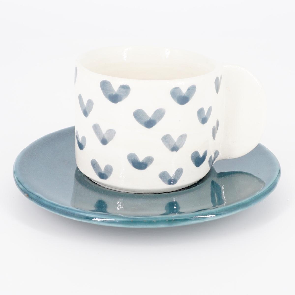 TAZZINA CAFFè CON PIATTINO CUORI CARTA DA ZUCCHERO TAZZINA CAFFÈ CUORI CARTA DA ZUCCHERO NICOLE