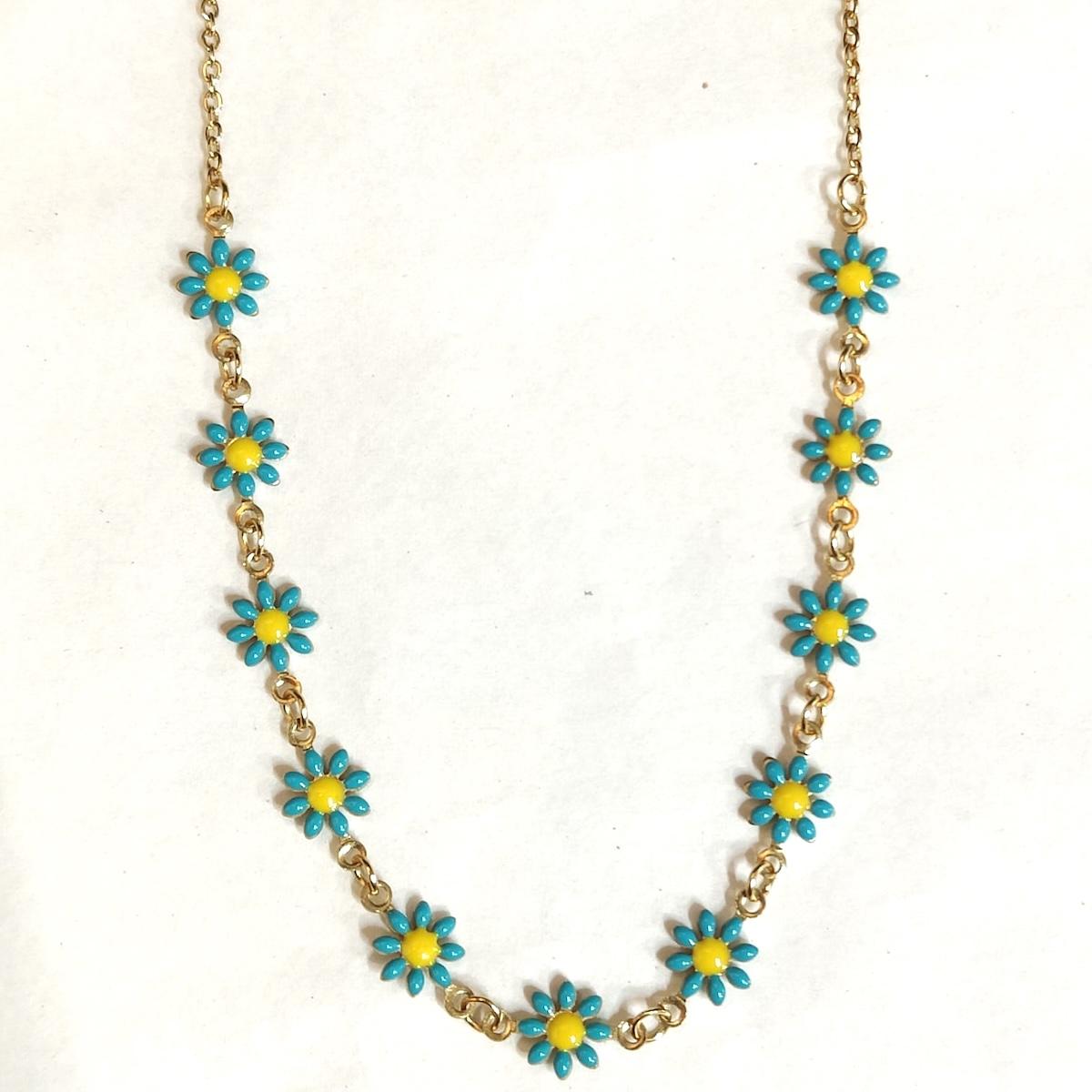Collana MARGHERITE con catenina AZZURRA