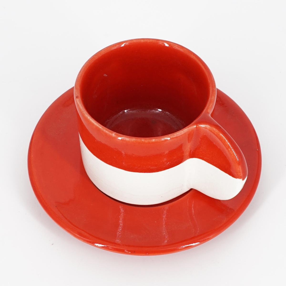 TAZZINA CAFFè CON PIATTINO BICOLORE ROSSO TAZZINA CAFFÈ BICOLORE ROSSO NICOLE