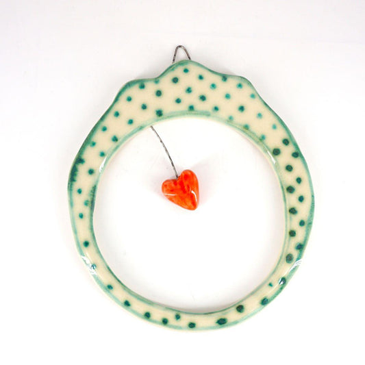 Cornice tonda M CUORE ROSSO pois verde