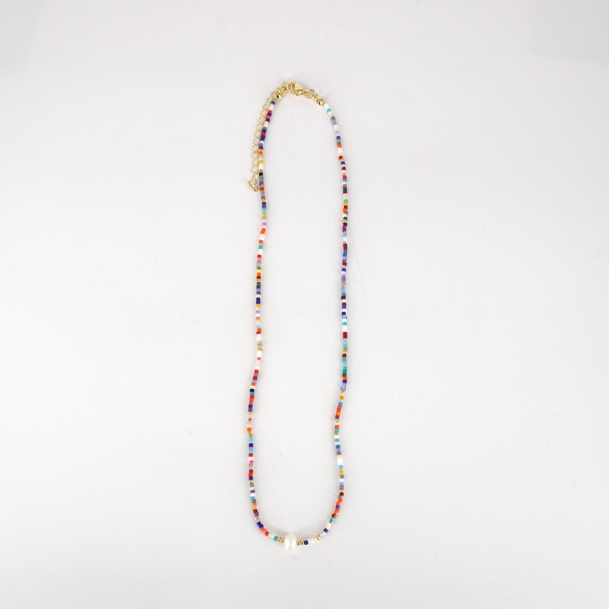 Collana perline multivolor con PERLA SINGOLA