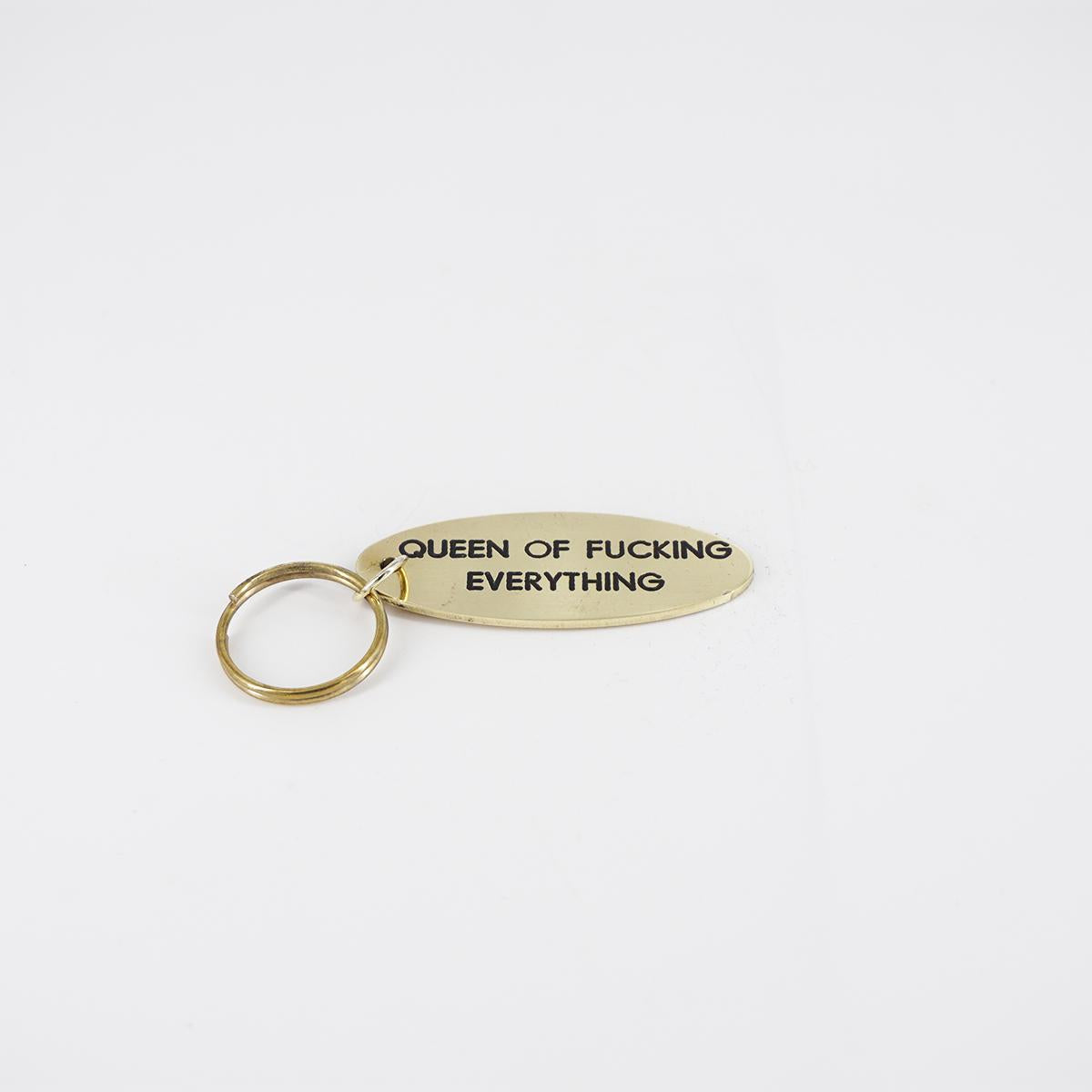 QUEEN OF FUCKING EVERYTHING oval key ring