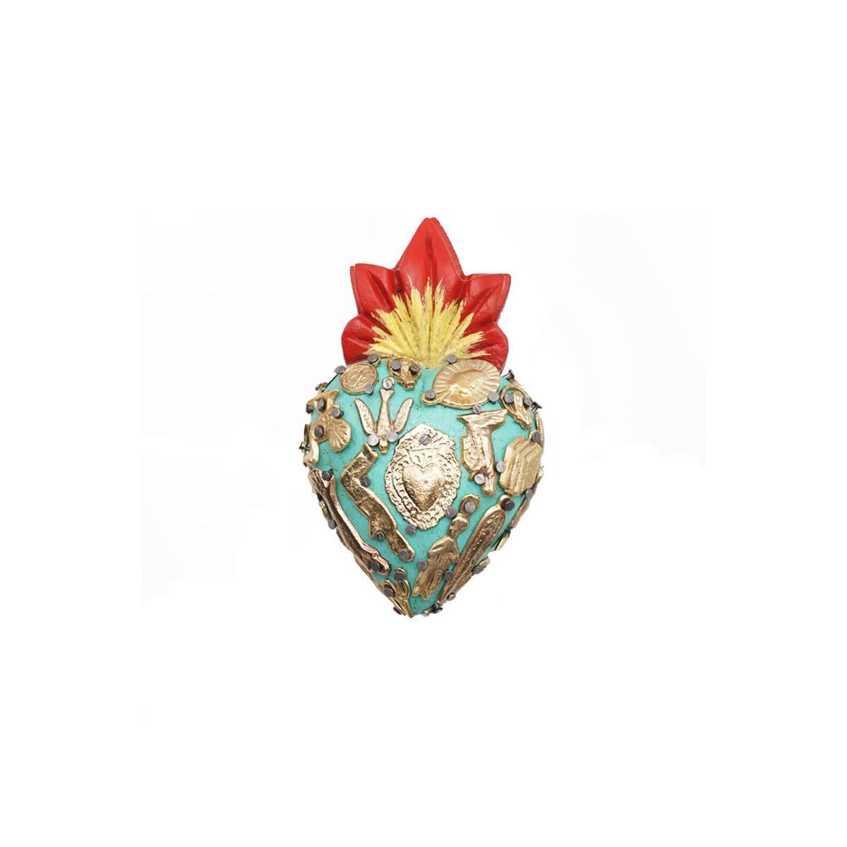 ARTE FASHION MEXICO CUORE LEGNO VERDE ACQUA SMALL