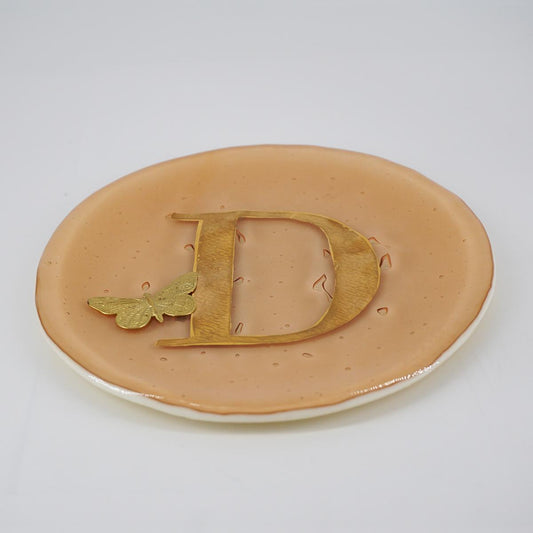 Piatto lettera e charm D CHAMPAGNE