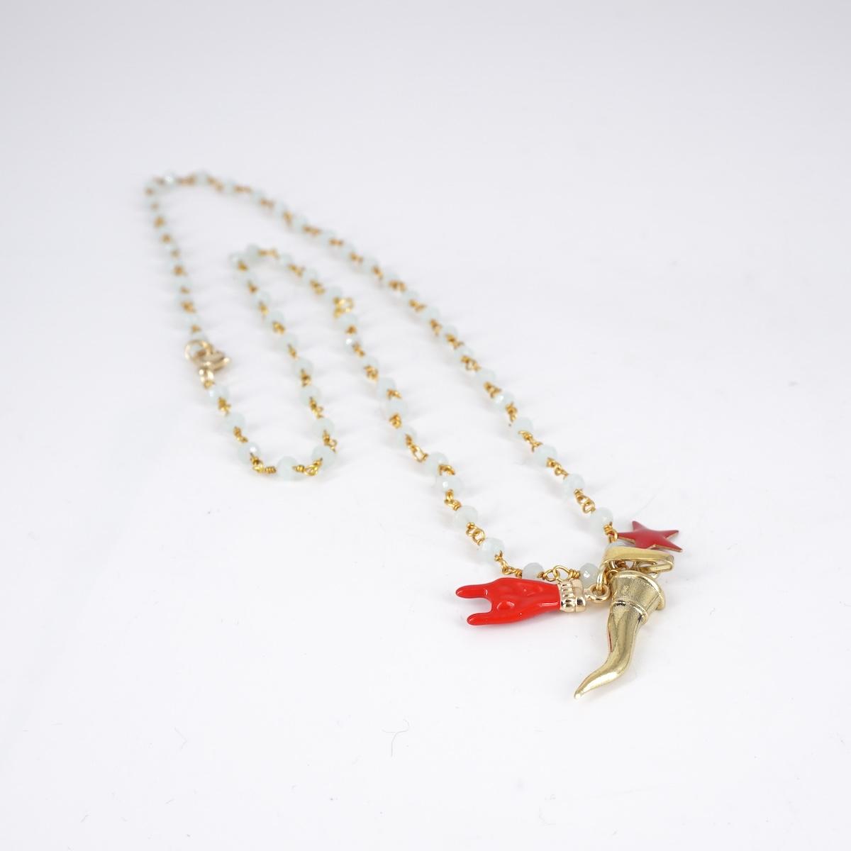 Rosario corto tre charms CORNO OTTONE