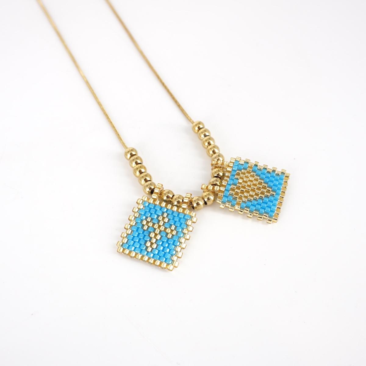 Collana TELAIO DOPPIO catenina AZZURRO E ORO