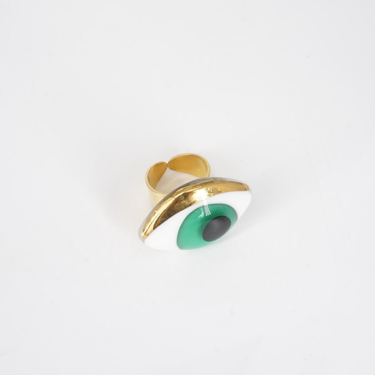 VETRO FUSO ANELLO OCCHIOSMALL VERDE ACQUA