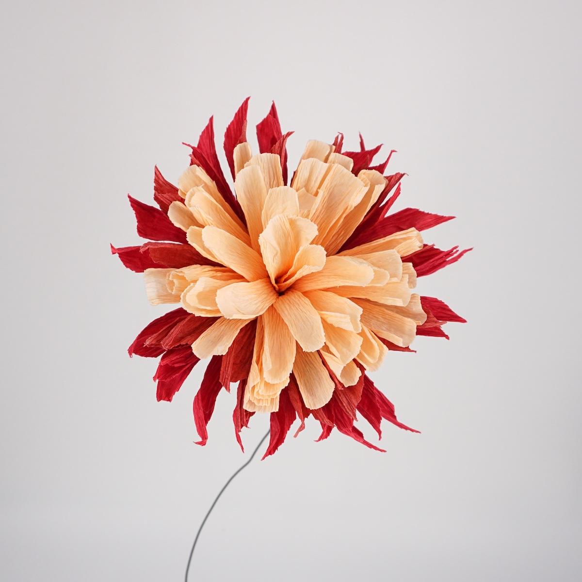 Fleur en papier ROUGE / PÊCHE