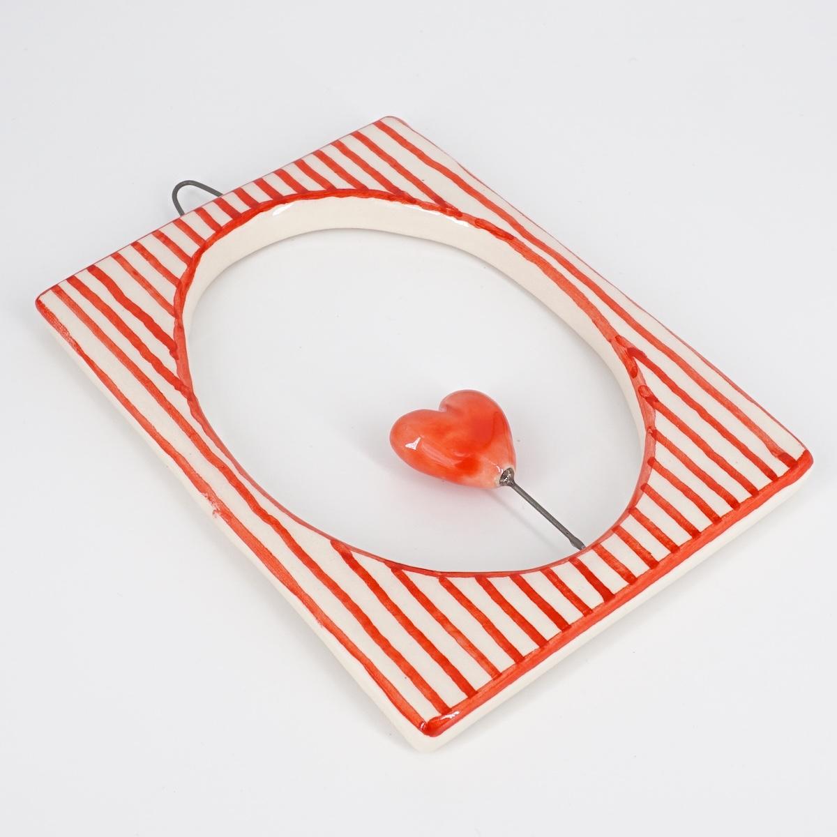 ROSSO RAMINA CORNICE S RETT.CUORE ROSSO RIGHE ROSSO