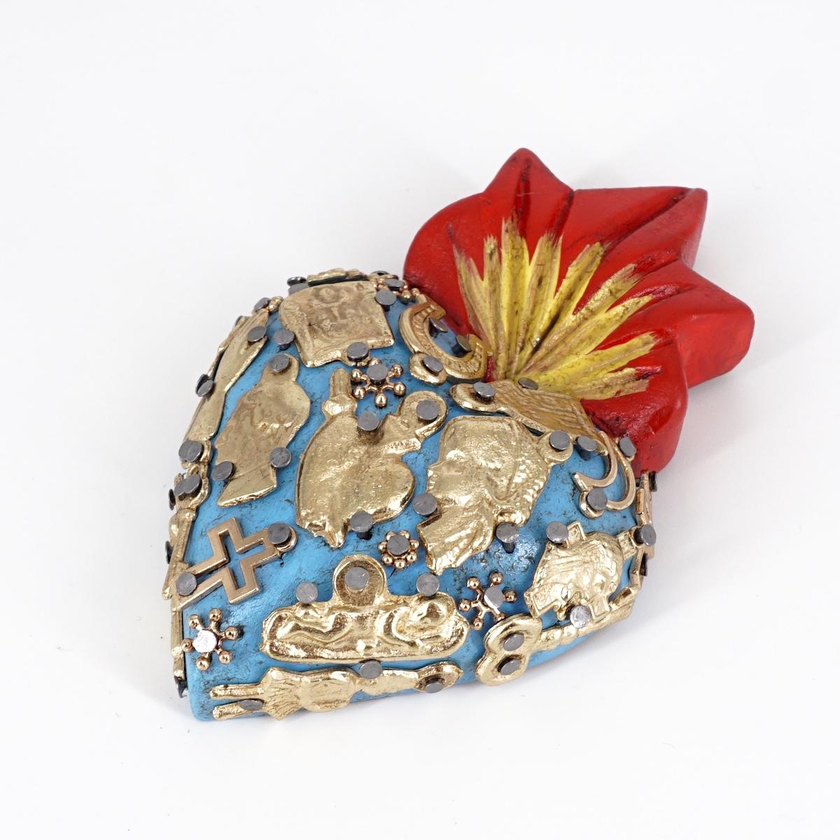 Cuore in legno small AZZURRO CUORE LEGNO SMALL AZZURRO ARTE FASHION MEXICO