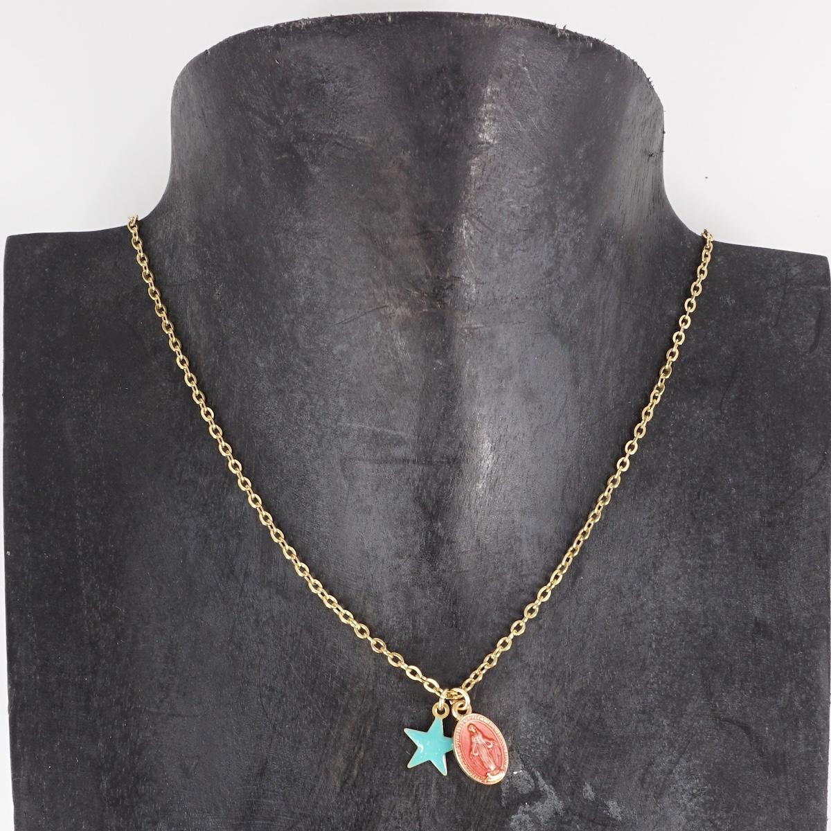 COLLANA CATENINA MADONNINA ROSA E STELLINA