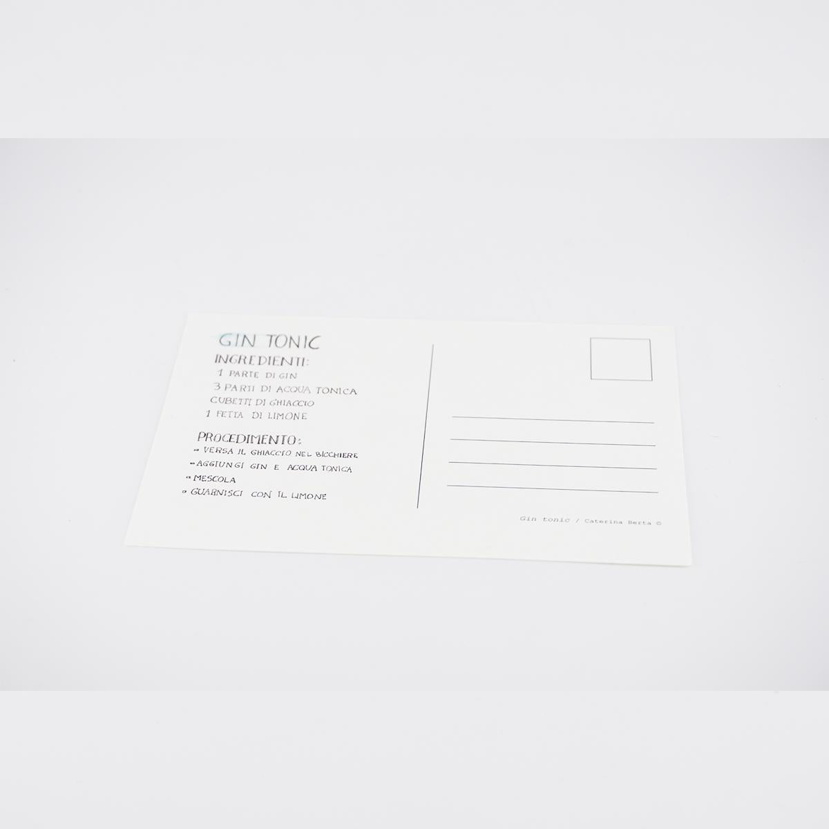 GIN TONIC cocktail postcard