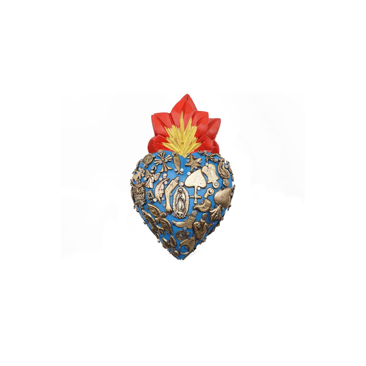 ARTE FASHION MEXICO CUORE LEGNO BLU SMALL