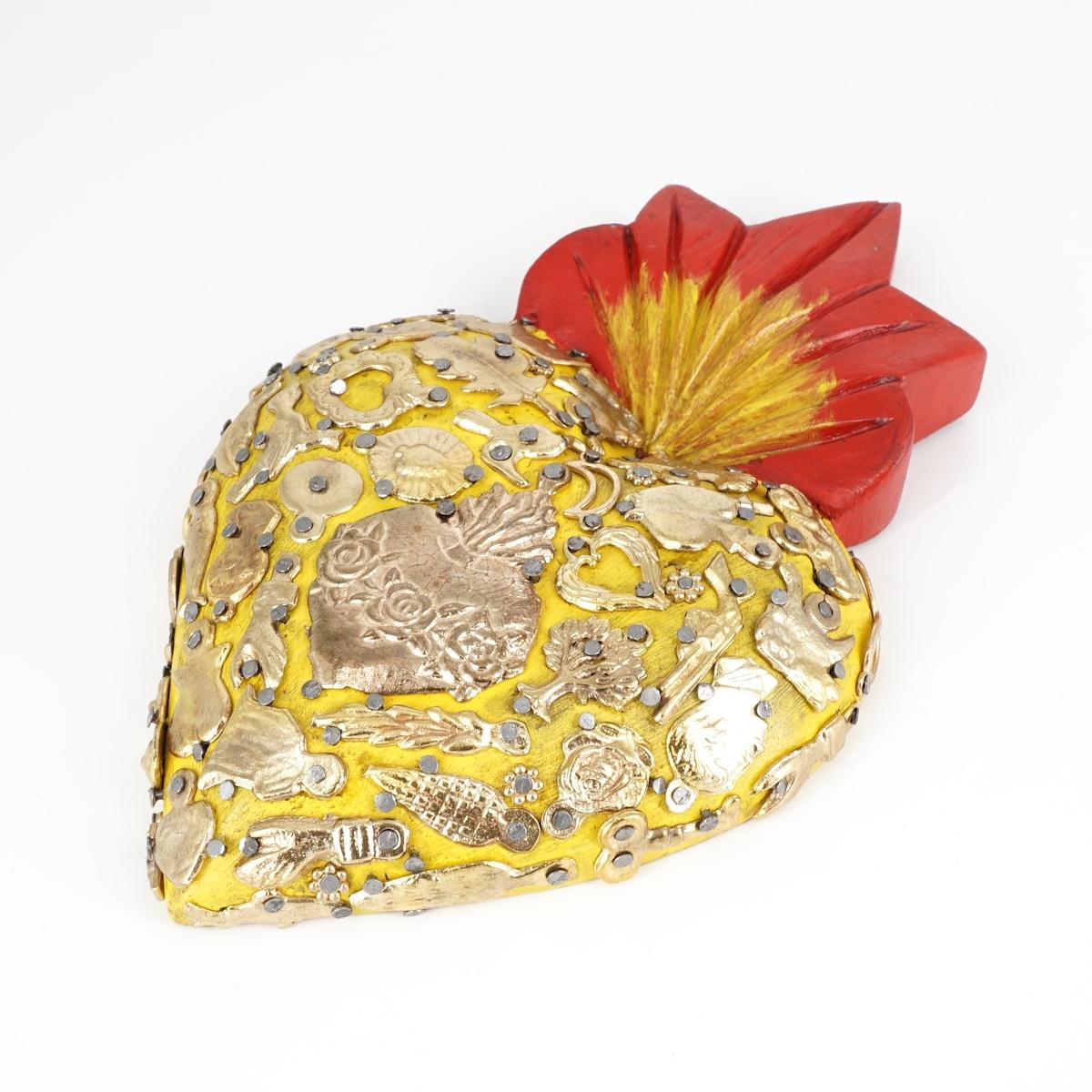 Cuore in legno large Giallo CUORE LEGNO LARGE GIALLO ARTE FASHION MEXICO