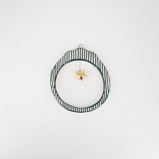 CORNIC M TONDA STELLA ORO RIGHE VERDE SCURO