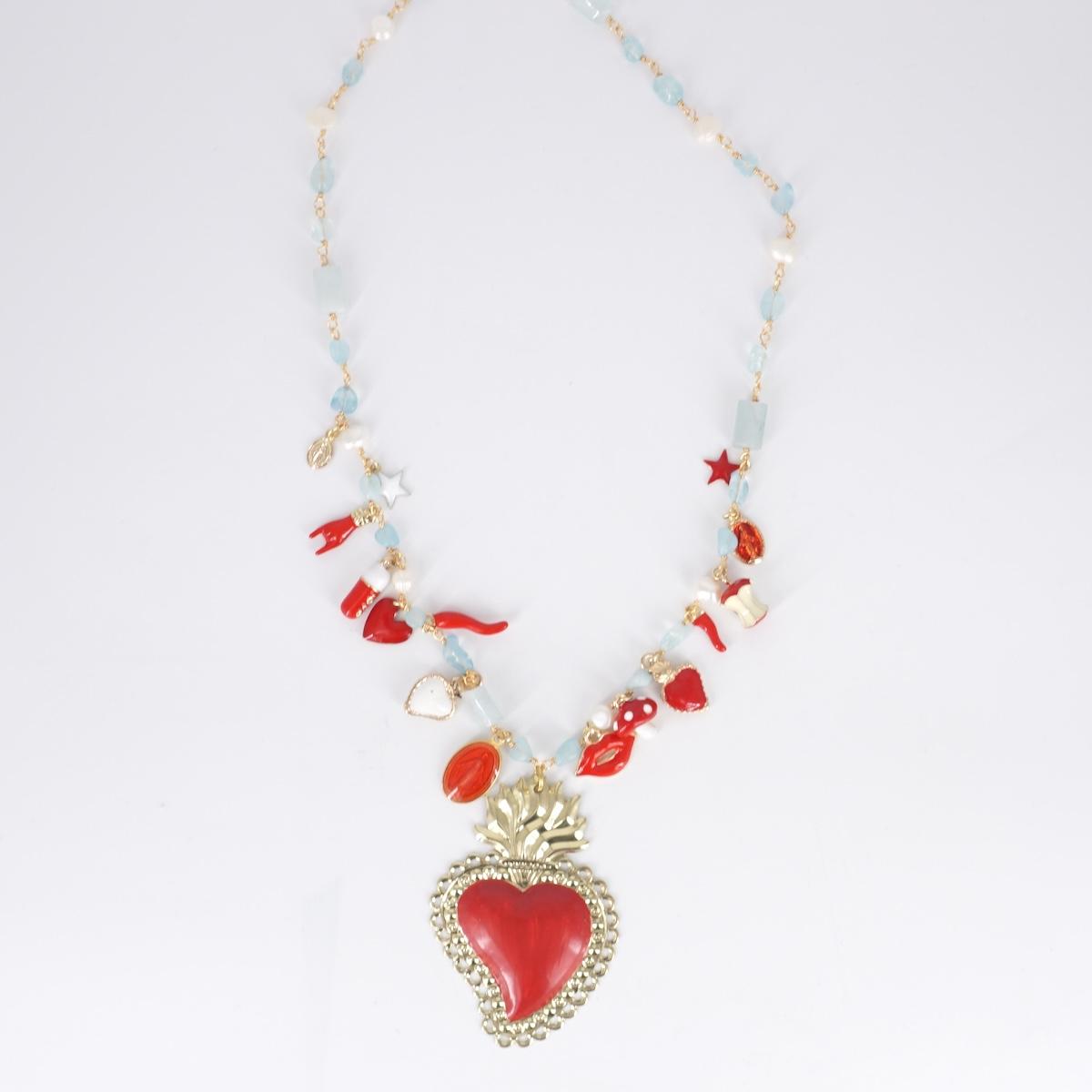 Rosario multicharms Ex voto Big Rosso