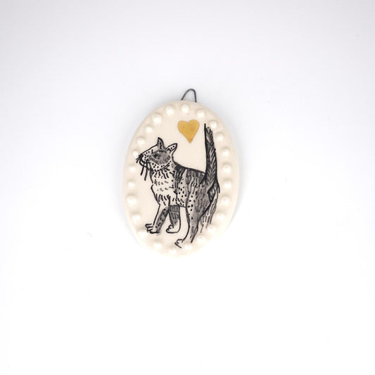 Ovale GATTO intero fondo bianco con bollicine