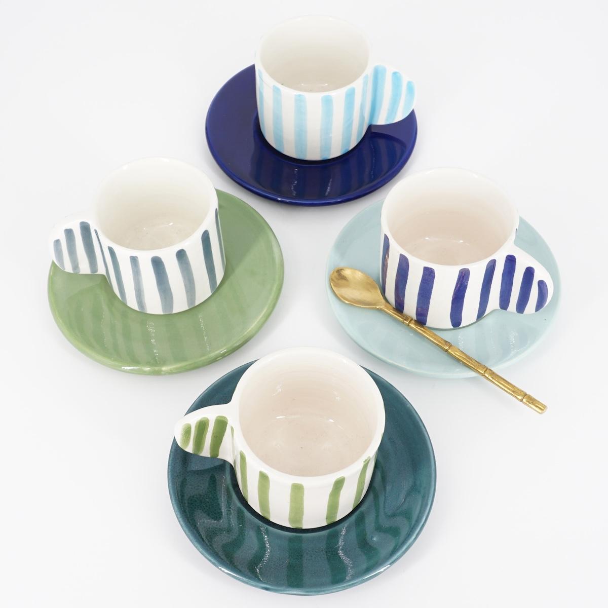 TAZZINA CAFFè CON PIATTINO RIGHE BLU TAZZINA CAFFÈ RIGHE BLU NICOLE