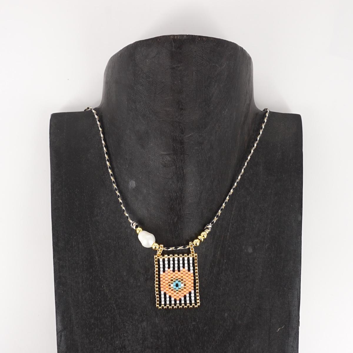 Collana telaio EX VOTO con PERLA ARANCIO