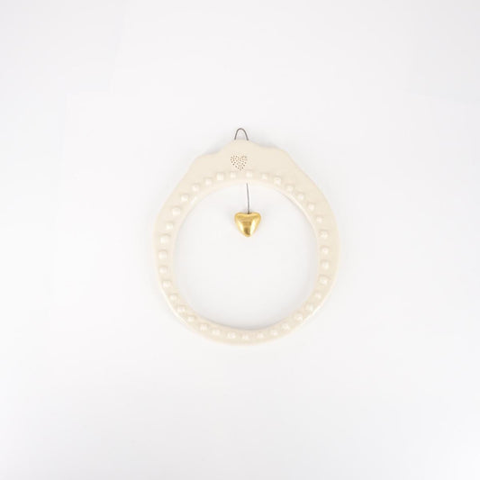 CORNICE M TONDA CUORE ORO BOLLICINE BIANCO