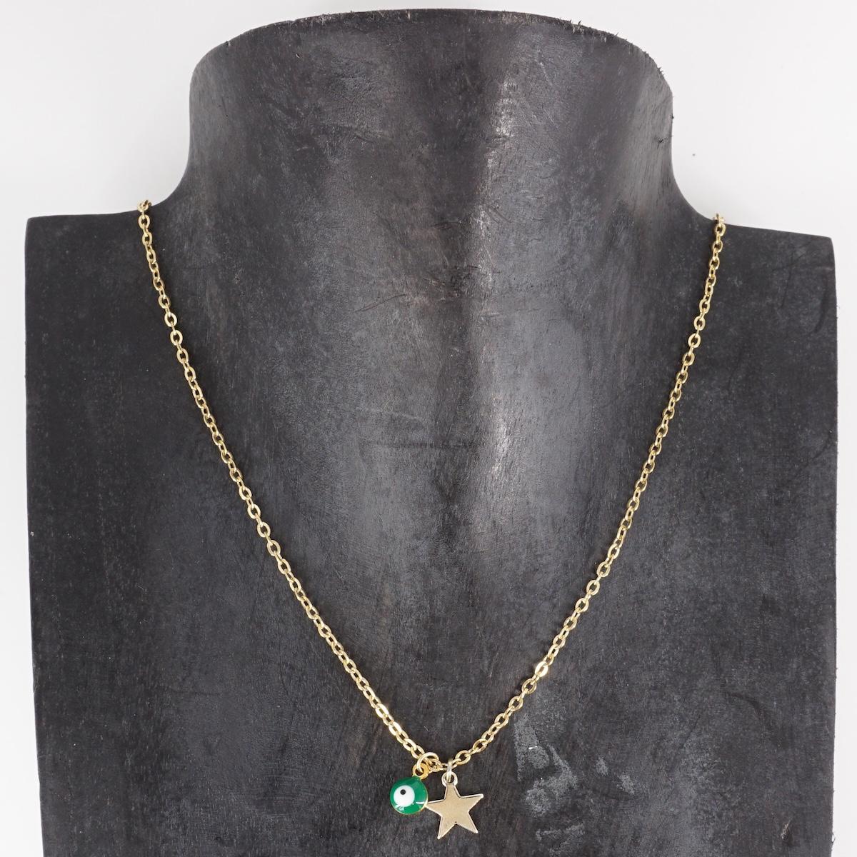 COLLANA CATENINA OCCHIETTO VERDE E STELLINA