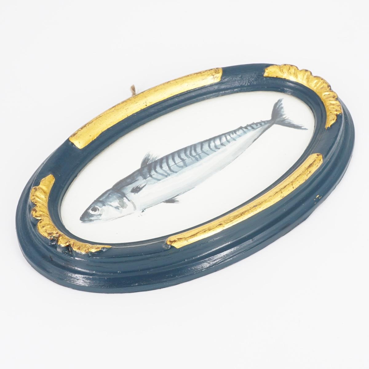 Quadretto SGOMBRO CORNICE OVALE BLU E ORO SGOMBRO CORNICE OVALE BLU E ORO CATERINA BERTA