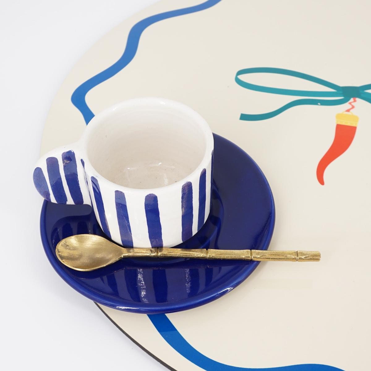 TAZZINA CAFFè CON PIATTINO RIGHE BLU TAZZINA CAFFÈ RIGHE BLU NICOLE