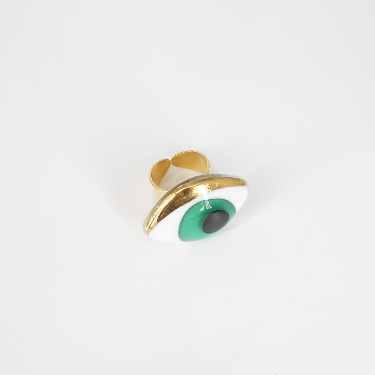 VETRO FUSO ANELLO OCCHIOSMALL VERDE ACQUA