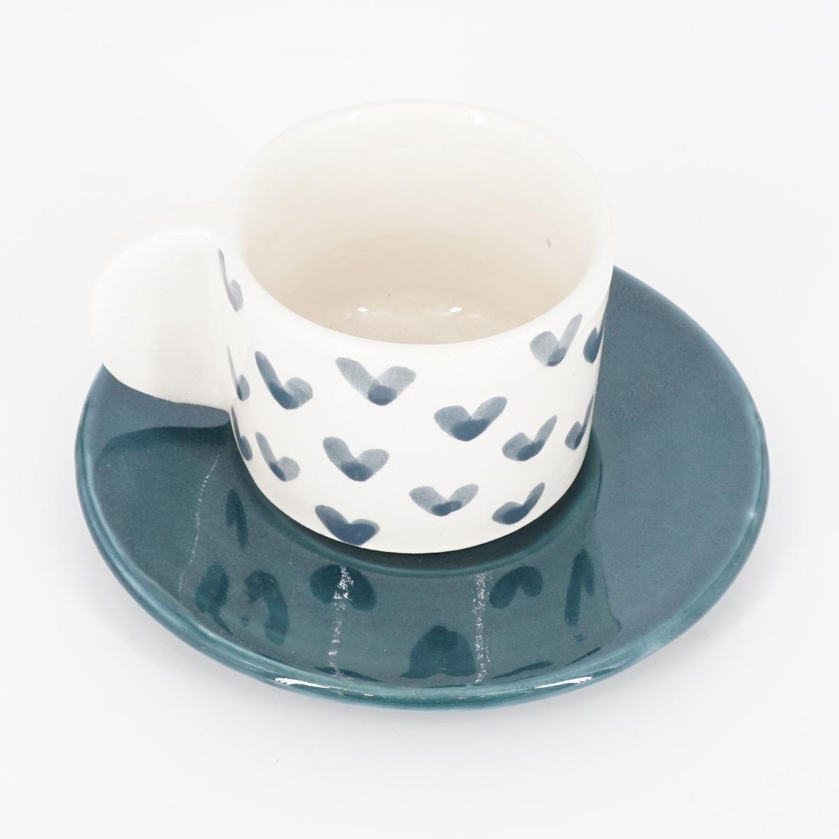 TAZZINA CAFFè CON PIATTINO CUORI CARTA DA ZUCCHERO TAZZINA CAFFÈ CUORI CARTA DA ZUCCHERO NICOLE