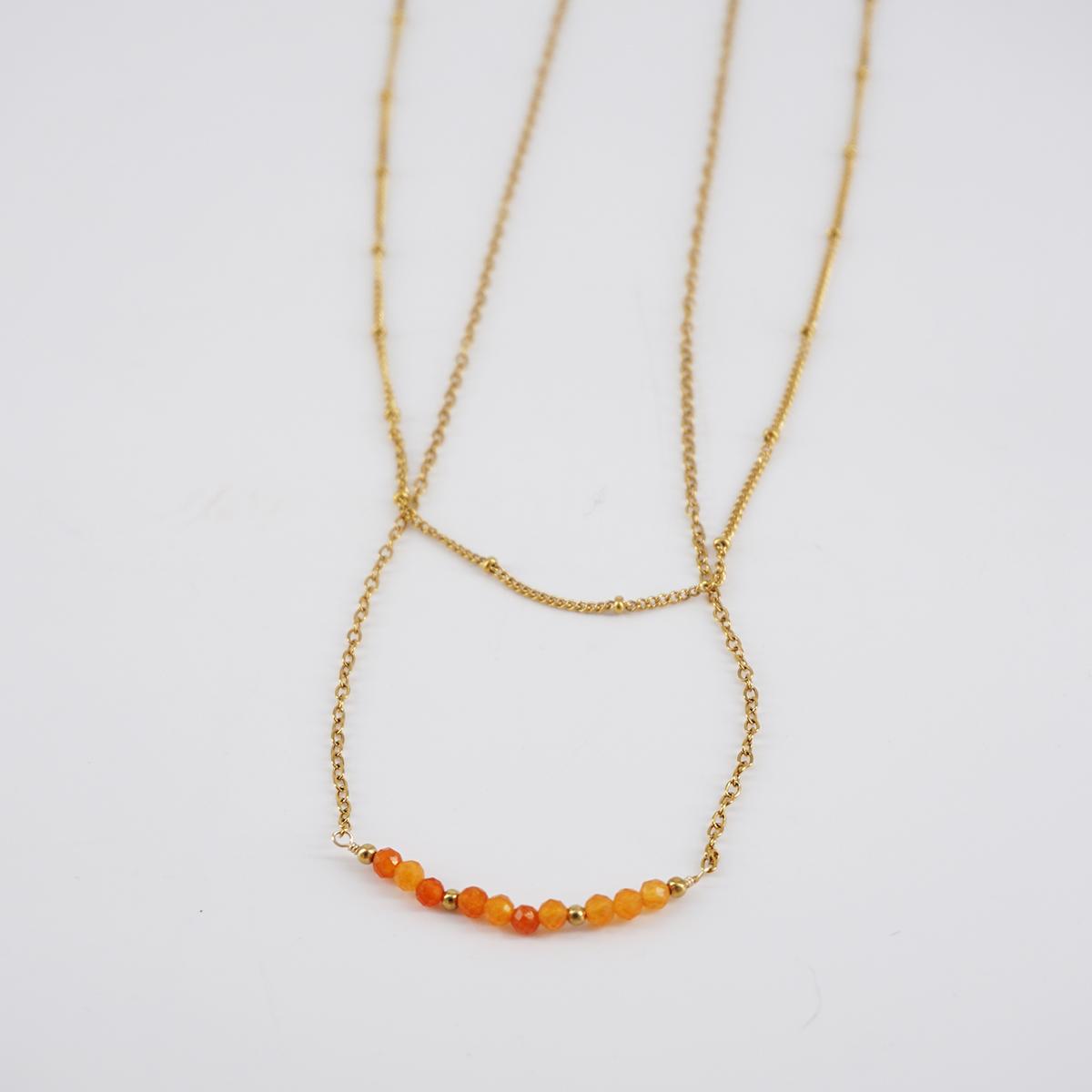 NUSA DUA COLLANA DOPPIA CON PERLINEARANCIO