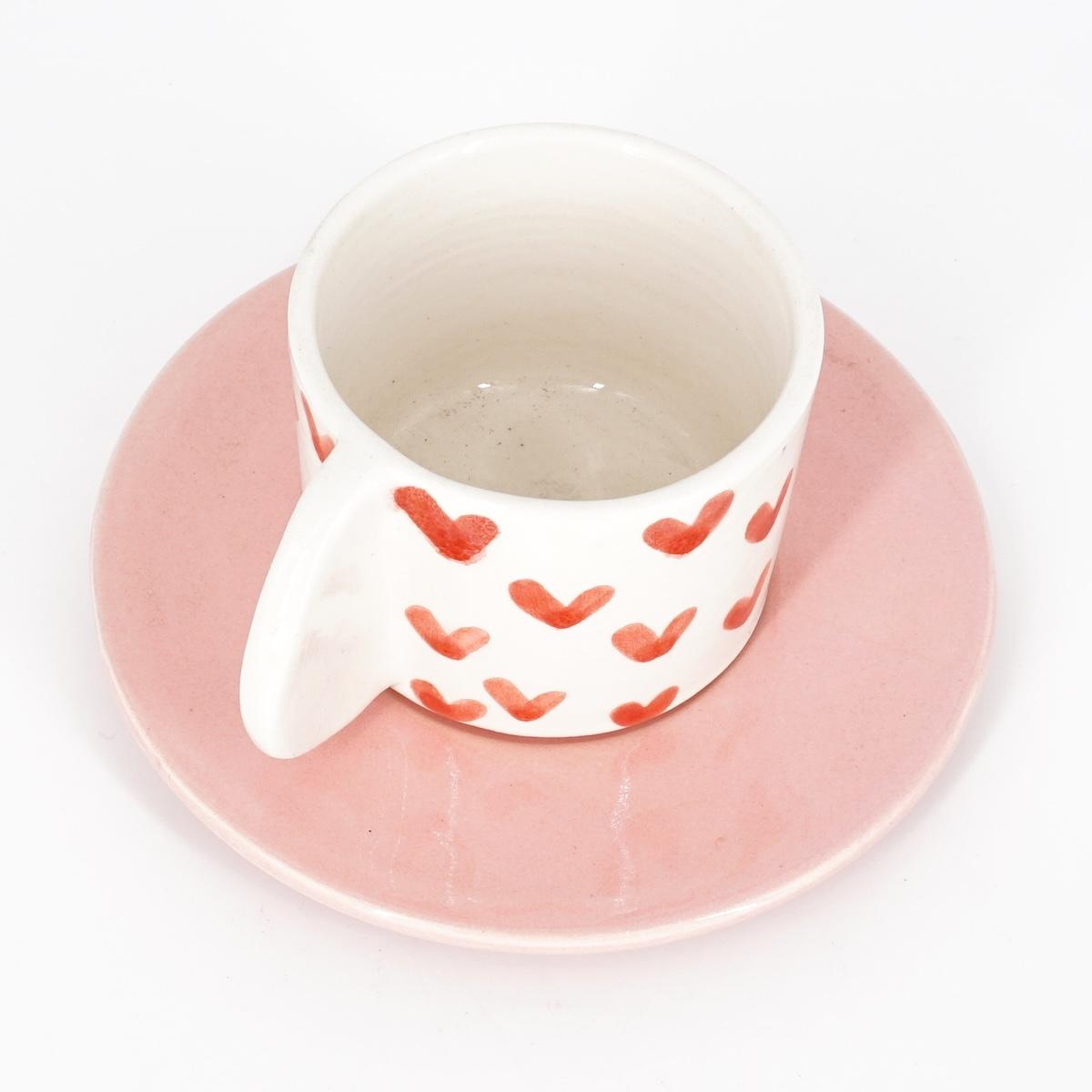 TAZZINA CAFFè CON PIATTINO CUORI ROSA TAZZINA CAFFÈ CUORI ROSA NICOLE