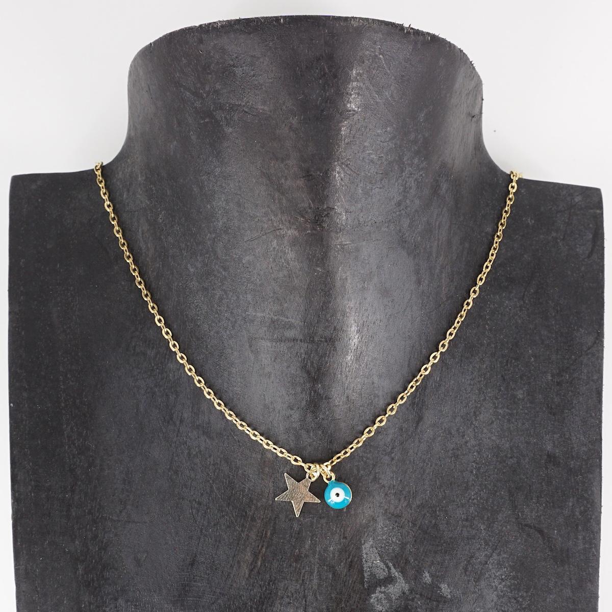 COLLANA CATENINA OCCHIETTO TURCHESE E STELLINA