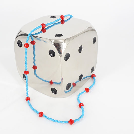 COLLANA CON PERLINE E DISCHETTI AZZURRA COLLANA CON PERLINE SCHIACCIATE AZZURRA ALMARE' 