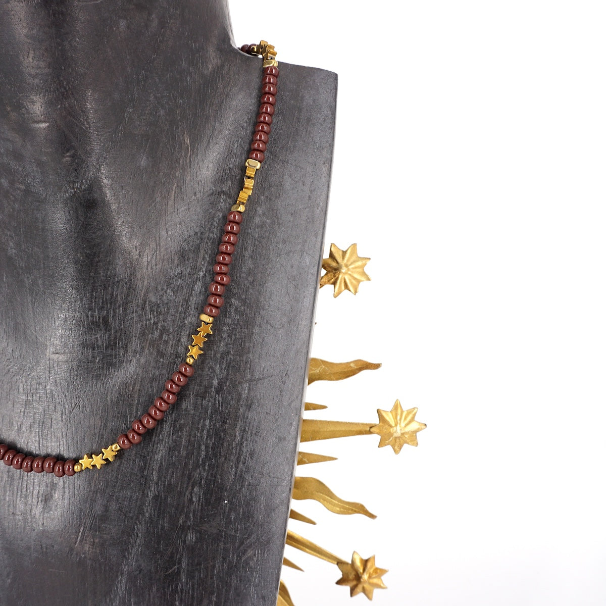 COLLANA CON STELLINE IN EMATITE MARRONE COLLANA STELLINE IN EMATITE MARRONE ALMARE' 