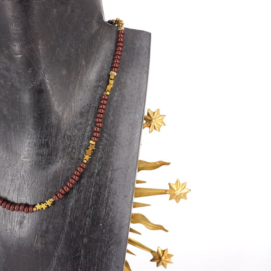 COLLANA CON STELLINE IN EMATITE MARRONE COLLANA STELLINE IN EMATITE MARRONE ALMARE' 