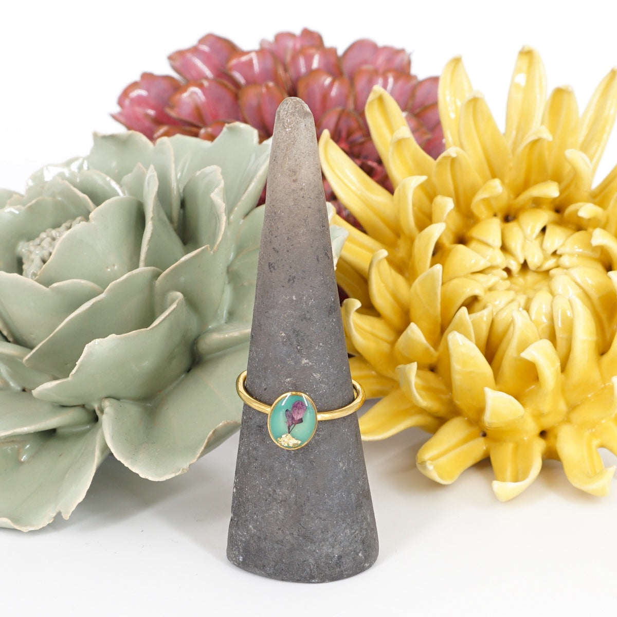 ANELLO FIORI SMALL CELADON ANELLO BASIC OVALE CELADON ANNA FADDA 