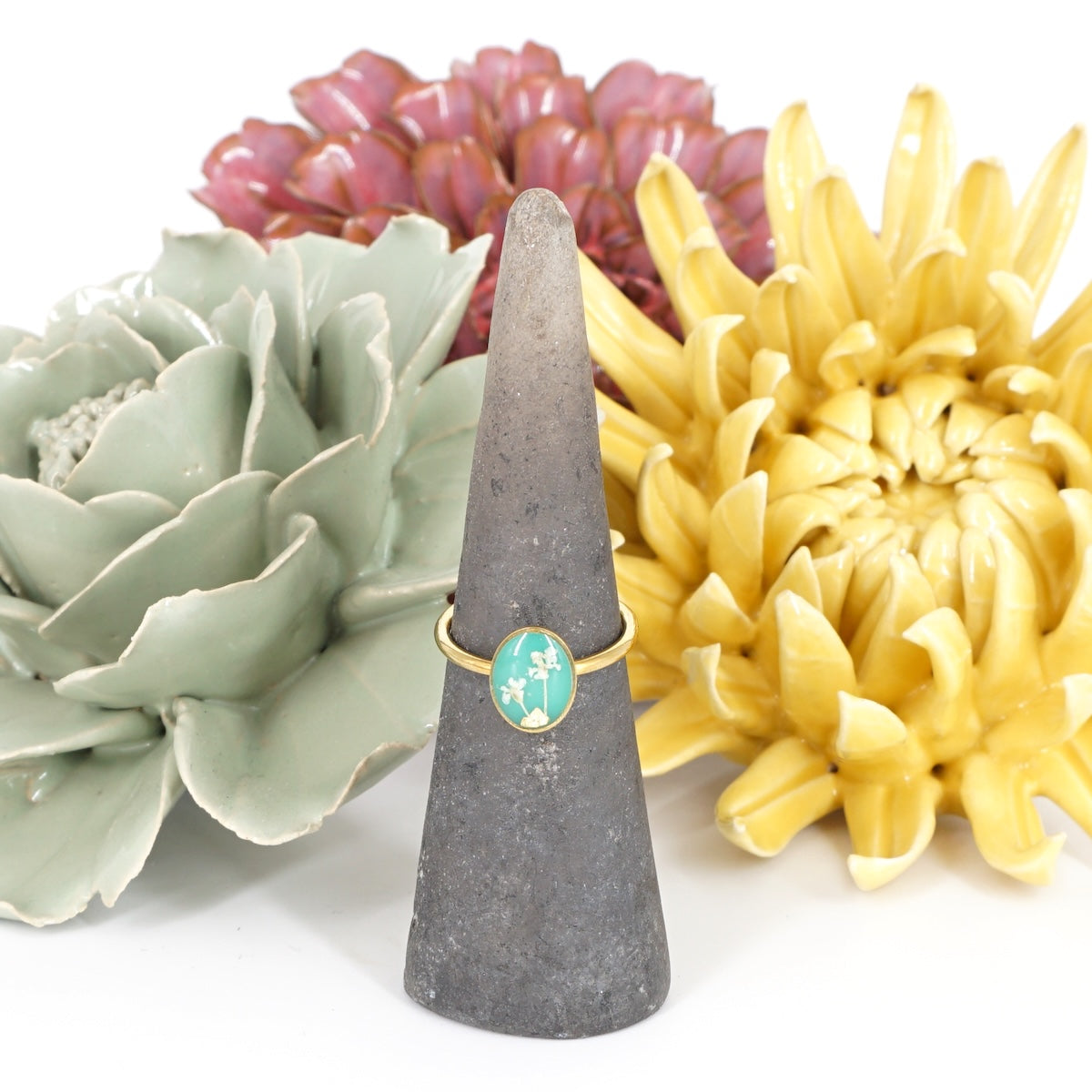 ANELLO FIORI SMALL CELADON ANELLO BASIC OVALE CELADON ANNA FADDA 